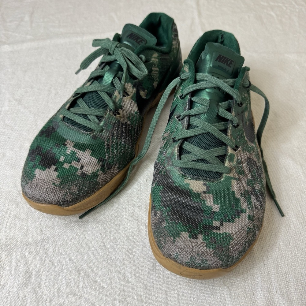Nike Metcon 3 Mens Army Camo Shoes Size 9.5 Green Tan Cross Training Crossfit